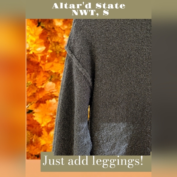 Cozy Fall Sweater! NWT Altar'd State Olive Green Oversized Turtleneck Sweater, S - Picture 6 of 9